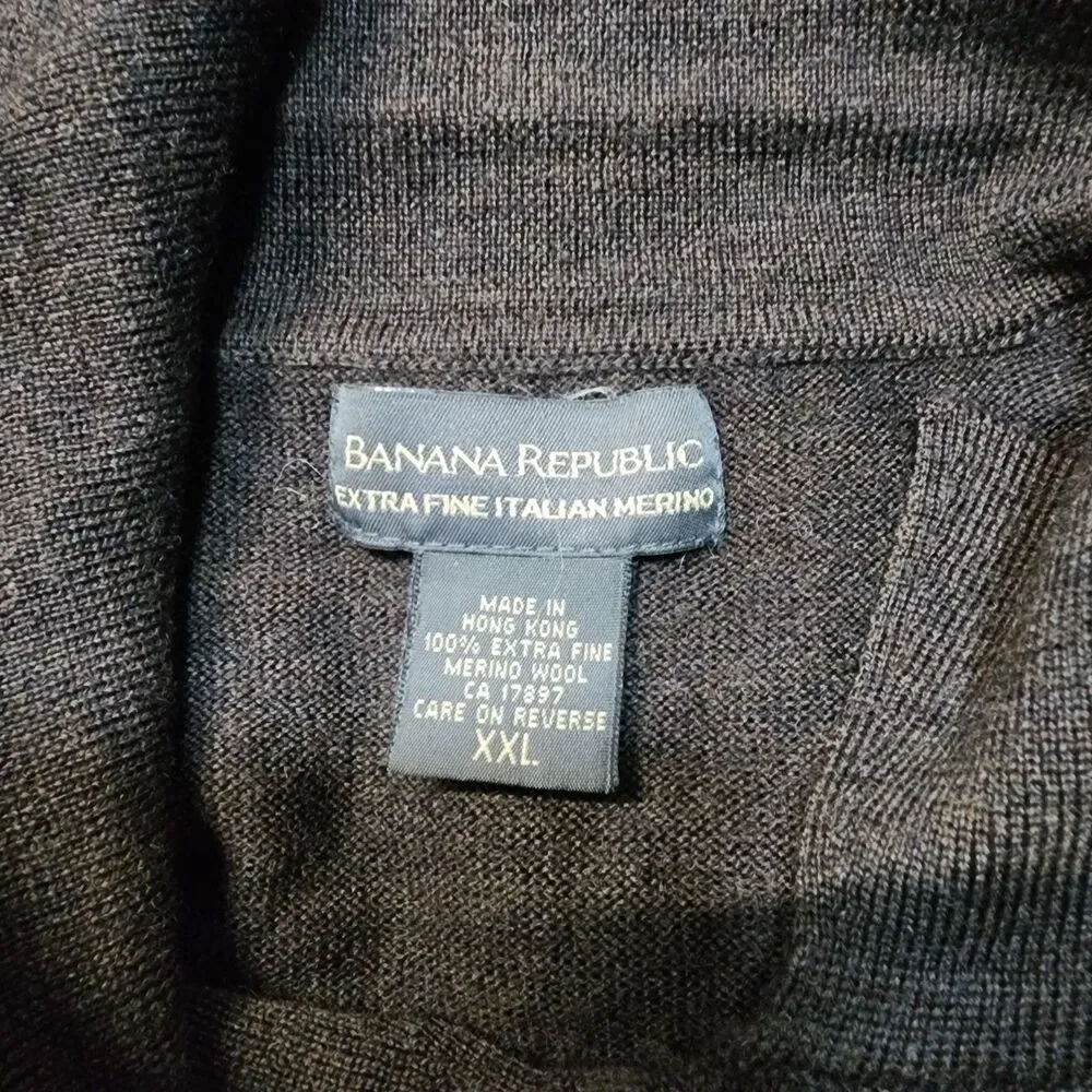 Banana Republic LS Extra Fine Italian Merino Wool Men's Sweater Brown Size XXL
